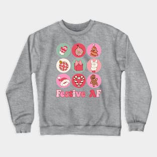 Pink Christmas Festive AF Retro Crewneck Sweatshirt